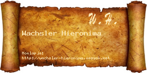 Wachsler Hieronima névjegykártya
